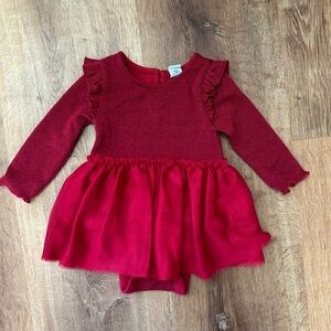 Gap Baby Red Sparkle Long Sleeve Party Dress Girls Size 3-6 months